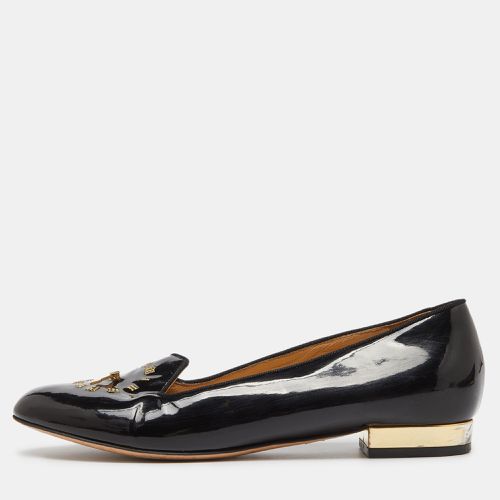 Charlotte Olympia Black Patent Leather Fashionably Late Clock Face Smoking Slippers Size 36 - Charlotte Olympia - Modalova