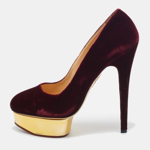 Velvet and Leather Dolly Pumps Size 40 - Charlotte Olympia - Modalova