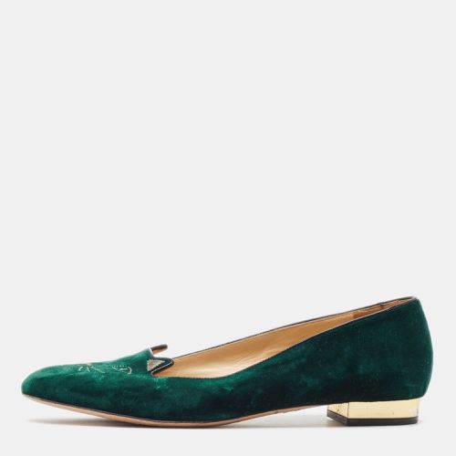 Charlotte Olympia Dark Green Velvet Kitty Ballet Flats Size 41 - Charlotte Olympia - Modalova