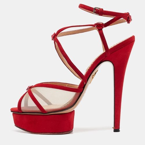 Suede and Mesh Crystal Isadora Sandals Size 40 - Charlotte Olympia - Modalova