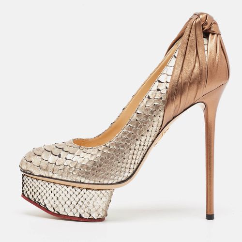 Charlotte Olympia Gold/Silver Python Leather Platform Pumps Size 37.5 - Charlotte Olympia - Modalova