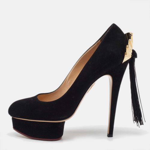 Charlotte Olympia Black Suede Dolly Tassel Detail Platform Pumps Size 39 - Charlotte Olympia - Modalova