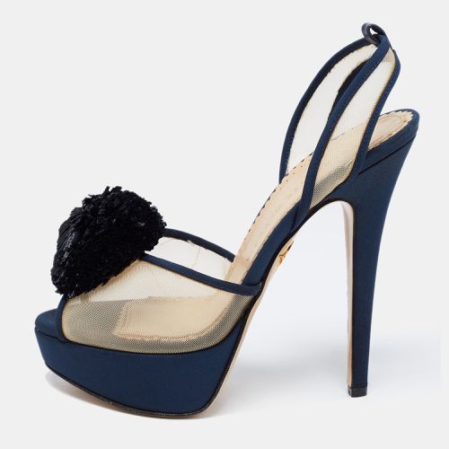 Charlotte Olympia Blue Suede Trim And Mesh Pomoline Pom Pom Platform Sandals Size 37 - Charlotte Olympia - Modalova