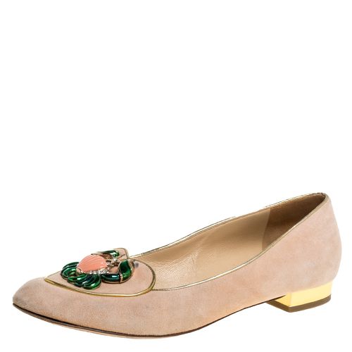 Charlotte Olympia Peach Suede Birthday Zodiac Cancer Ballet Flats Size 40 - Charlotte Olympia - Modalova