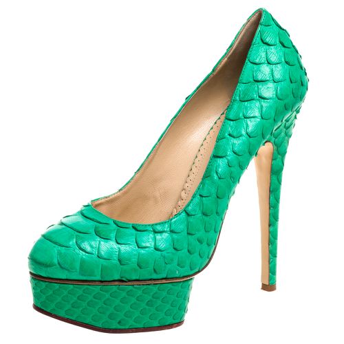 Charlotte Olympia Green Python Leather Priscilla Pumps Size 38 - Charlotte Olympia - Modalova