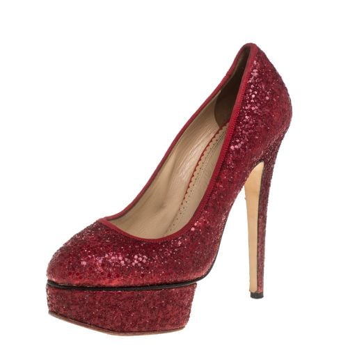 Charlotte Olympia Red Glitter Priscilla Platform Pumps Size 38.5 - Charlotte Olympia - Modalova