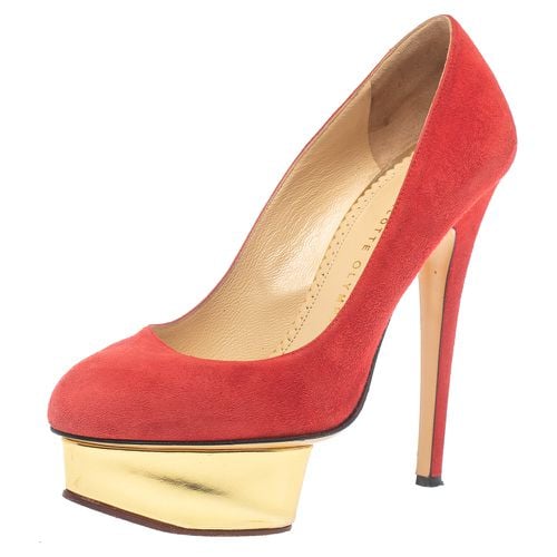 Charlotte Olympia Red Suede Leather Dolly Platform Pumps Size 37.5 - Charlotte Olympia - Modalova