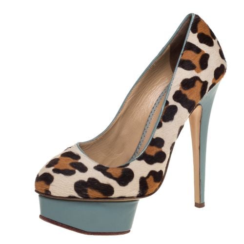 Charlotte Olympia Brown/Beige Leopard Print Pony Hair And Leather Pumps Size 38 - Charlotte Olympia - Modalova