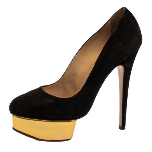 Charlotte Olympia Black Suede Dolly Platform Pumps Size 38.5 - Charlotte Olympia - Modalova