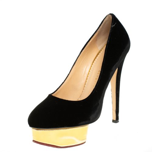 Charlotte Olympia Black Velvet Dolly Pumps Size 38 - Charlotte Olympia - Modalova