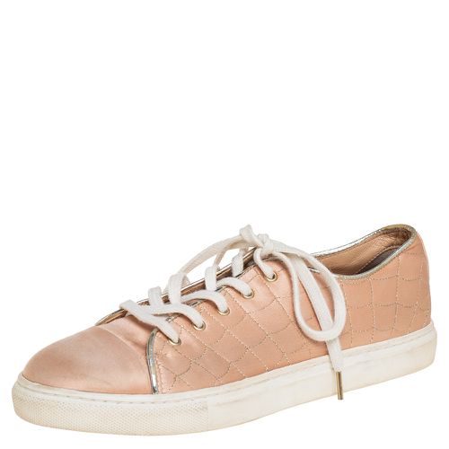 Charlotte Olympia Peach Satin Web Low Top Sneakers Size 36.5 - Charlotte Olympia - Modalova