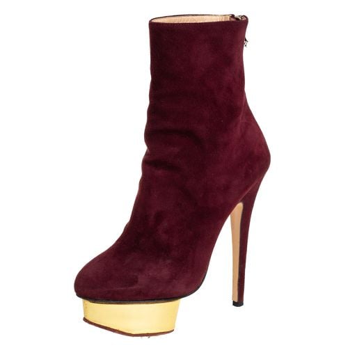 Charlotte Olympia Burgundy Suede Ankle Boots Size 36 - Charlotte Olympia - Modalova