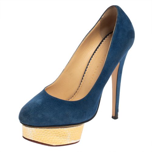 Charlotte Olympia Blue Suede Dolly Platform Pumps Size 38.5 - Charlotte Olympia - Modalova