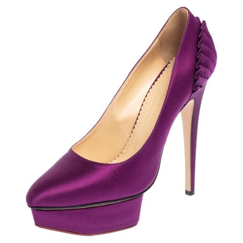 Charlotte Olympia Purple Satin Paloma Fan Pleat Platform Pumps Size 38.5 - Charlotte Olympia - Modalova