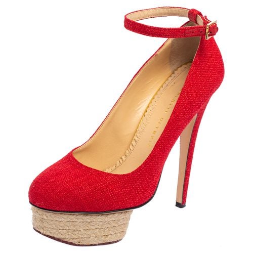 Charlotte Olympia Red Canvas Dolores Ankle Strap Platform Pumps Size 38 - Charlotte Olympia - Modalova