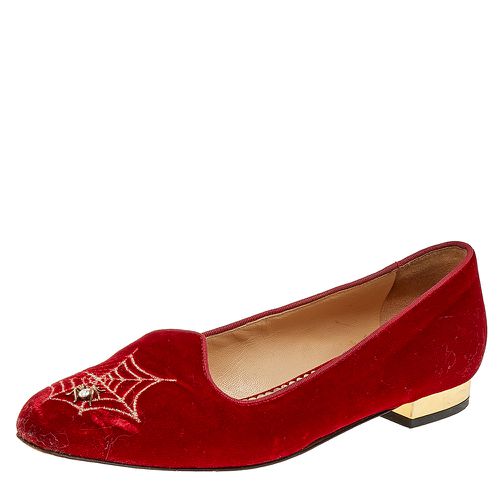 Charlotte Olympia Red Velvet Embroidered Ballet Flats Size 37 - Charlotte Olympia - Modalova