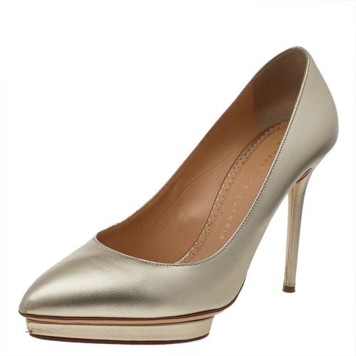 Charlotte Olympia Metallic Gold Leather Monroe Pumps Size 39 - Charlotte Olympia - Modalova