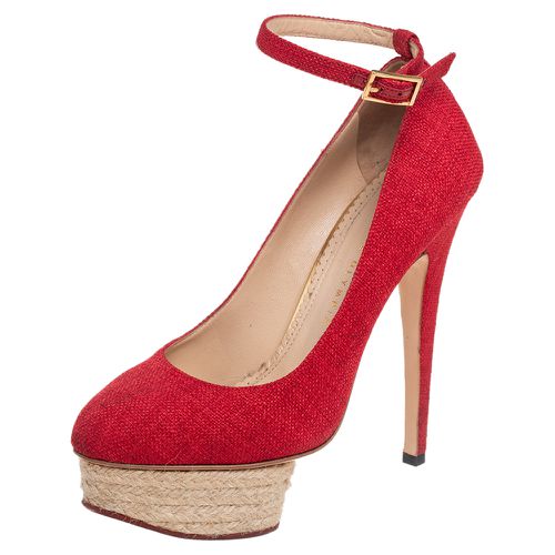 Charlotte Olympia Red Canvas Dolly Platform Pumps Size 38 - Charlotte Olympia - Modalova