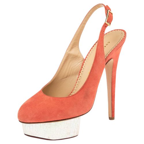 Charlotte Olympia Coral Suede Dolly Slingback Platform Pumps Size 38 - Charlotte Olympia - Modalova