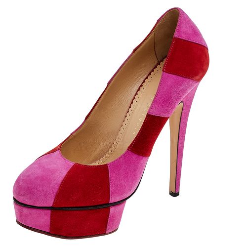 Charlotte Olympia Pink/Red Suede Striped Priscilla Platform Pumps Size 38 - Charlotte Olympia - Modalova