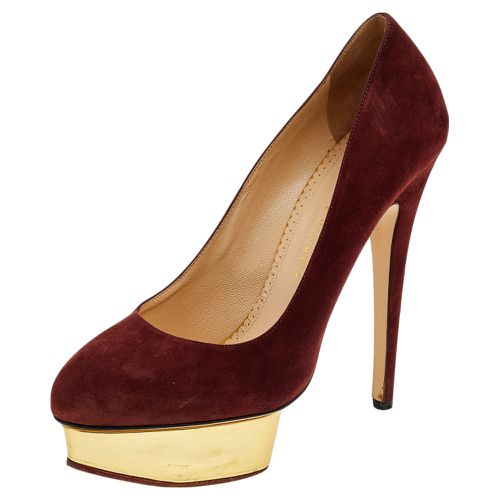 Charlotte Olympia Burgundy Suede Dolly Platform Pumps Size 40 - Charlotte Olympia - Modalova