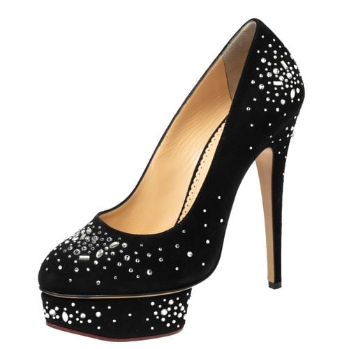 Charlotte Olympia Black Crystal Embellished Suede Dolly Platform Pumps Size 40.5 - Charlotte Olympia - Modalova