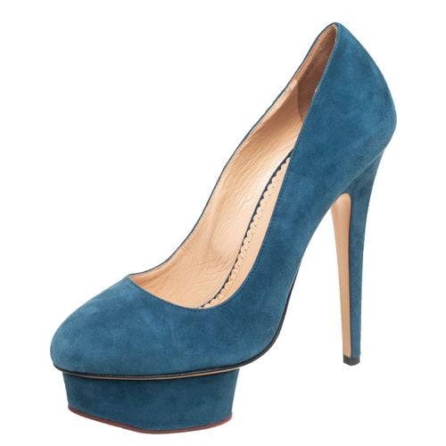 Charlotte Olympia Teal Blue Suede Dolly Platform Pumps Size 38 - Charlotte Olympia - Modalova