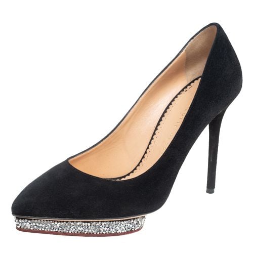 Charlotte Olympia Black Suede Debonaire Pointed Toe Platform Pumps Size 38 - Charlotte Olympia - Modalova