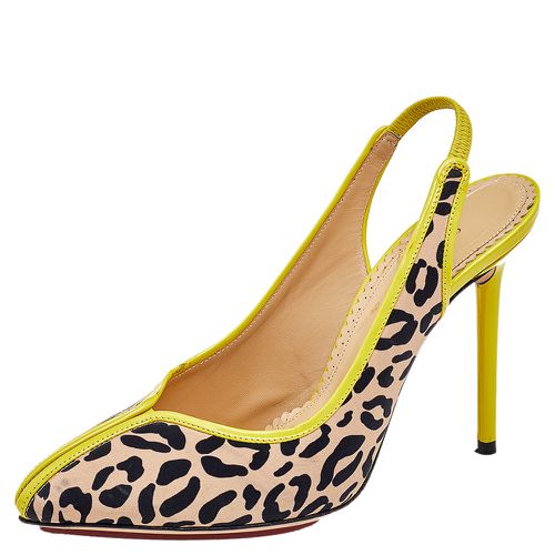 Charlotte Olympia Beige Leopard Print Fabric Slingback Sandals Size 37.5 - Charlotte Olympia - Modalova