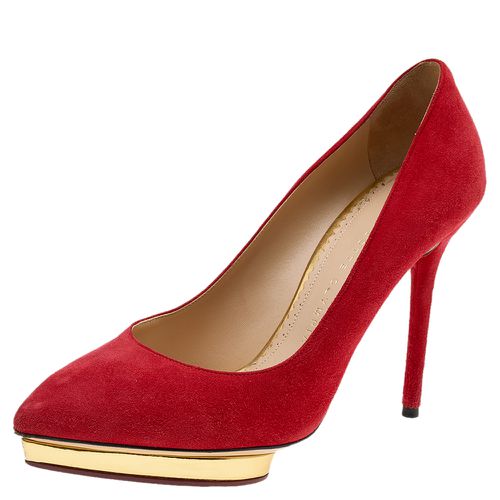 Charlotte Olympia Orange Suede Platform Pumps Size 38 - Charlotte Olympia - Modalova