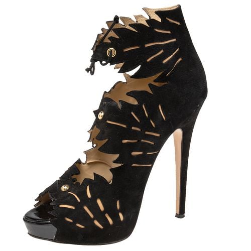 Charlotte Olympia Black Suede Eve Leaf Cutout Ankle Booties Size 39 - Charlotte Olympia - Modalova