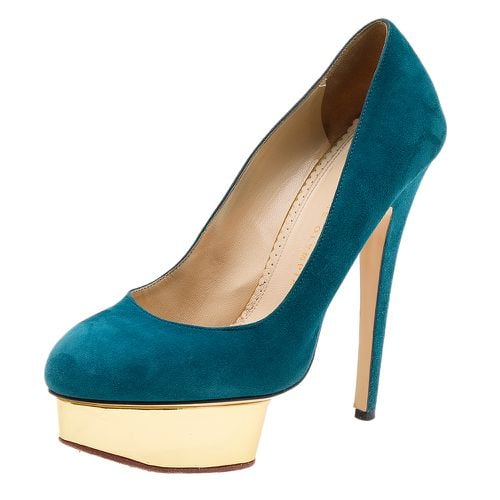 Charlotte Olympia Teal Blue Suede Dolly Platform Pumps Size 39 - Charlotte Olympia - Modalova