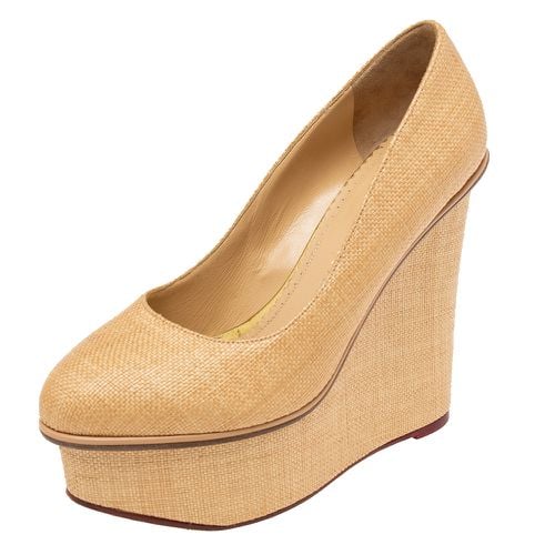 Charlotte Olympia Cream Yellow Raffia Carmen Wedge Platform Pumps Size 37 - Charlotte Olympia - Modalova