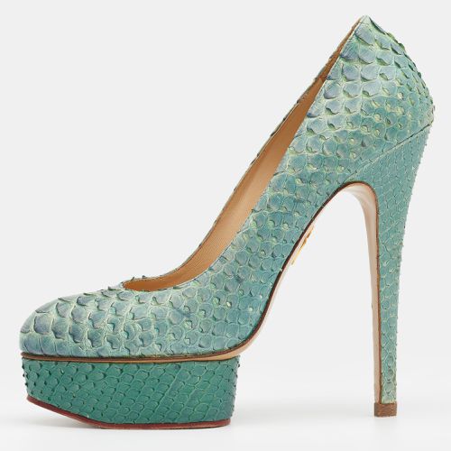 Ombre Mint /Blue Python Leather Priscilla Platform Pumps Size 40 - Charlotte Olympia - Modalova