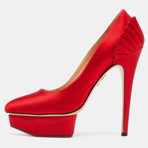 Charlotte Olympia Red Satin Peloma Fan Pleat Pumps Size 39.5 - Charlotte Olympia - Modalova