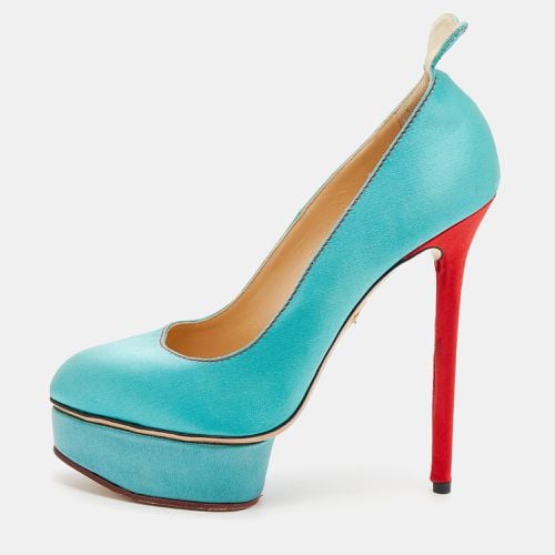 Charlotte Olympia Turquoise/Red Satin Josephine Platform Pumps Size 38 - Charlotte Olympia - Modalova