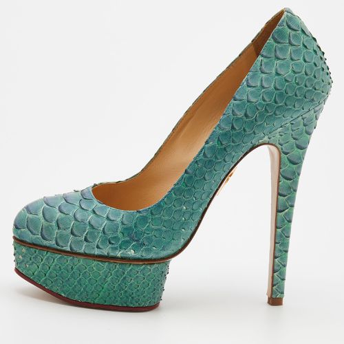 Turquoise Python Leather Priscilla Platform Pumps Size 38 - Charlotte Olympia - Modalova