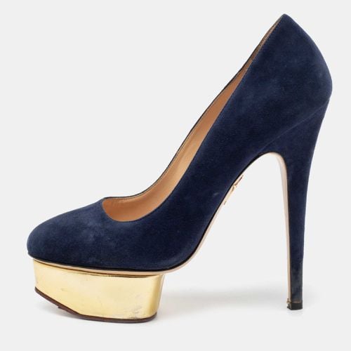 Charlotte Olympia Navy Blue Suede Dolly Platform Pumps Size 38 - Charlotte Olympia - Modalova