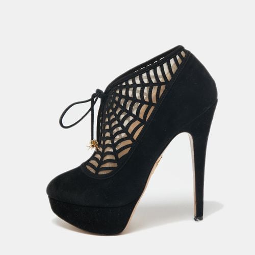 Charlotte Olympia Black Suede and Mesh Minerva Web Ankle Booties Size 37 - Charlotte Olympia - Modalova