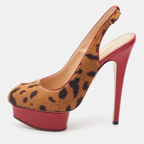 Charlotte Olympia Brown Leopard Pony Hair Dolly Slingback Platform Sandals Size 39 - Charlotte Olympia - Modalova