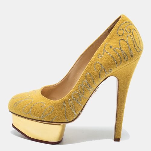 Charlotte Olympia Mustard Yellow Cotton Embroidered Felt Dolly Platform Pumps Size 36 - Charlotte Olympia - Modalova