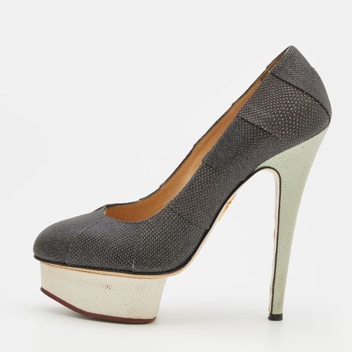 Charlotte Olympia Metallic Black Lizard Embossed Leather Platform Pumps Size 38 - Charlotte Olympia - Modalova