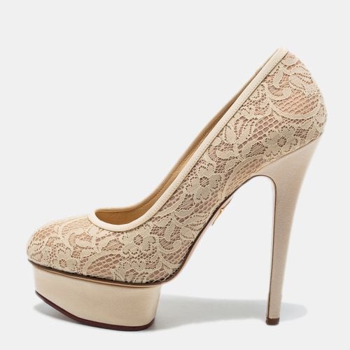 Charlotte Olympia Cream Lace Polly Platform Pumps Size 38.5 - Charlotte Olympia - Modalova