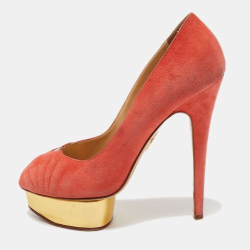 Charlotte Olympia Coral Pink Suede Peep Toe Platform Pumps Size 41 - Charlotte Olympia - Modalova