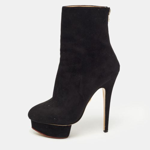 Charlotte Olympia Black Suede Platform Ankle Booties Size 38 - Charlotte Olympia - Modalova