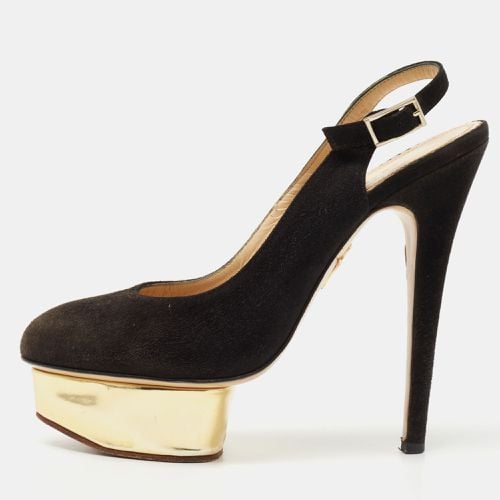 Charlotte Olympia Black Suede Dolly Platform Slingback Pumps Size 37.5 - Charlotte Olympia - Modalova