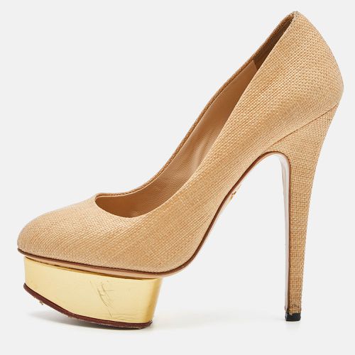 Charlotte Olympia Beige Raffia Platform Pumps Size 38 - Charlotte Olympia - Modalova