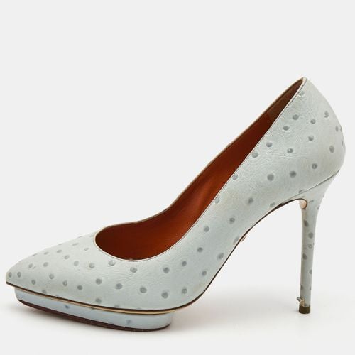 Charlotte Olympia Light Blue Embossed Ostrich Leather Debbie Pumps Size 39 - Charlotte Olympia - Modalova