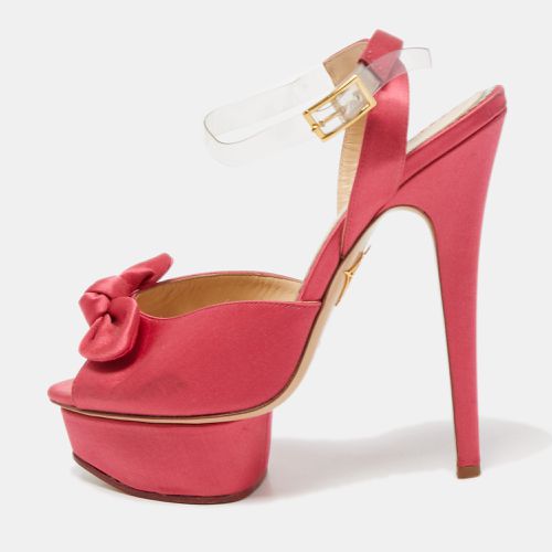 Charlotte Olympia Pink Satin Serena Bow Ankle Strap Platform Sandals Size 38 - Charlotte Olympia - Modalova