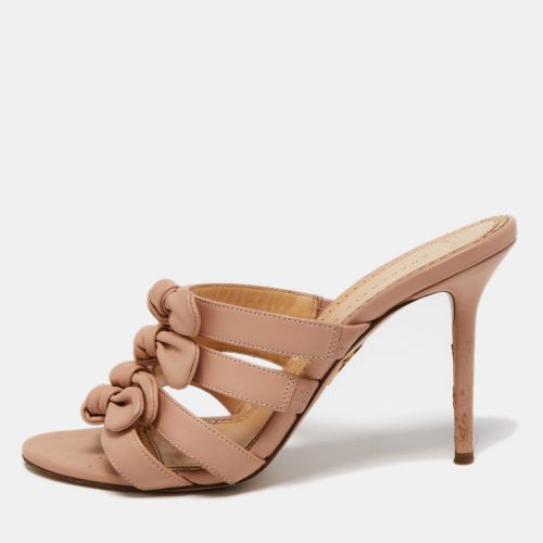 Charlotte Olympia Light Pink Leather Blyton Bow Slide Sandals Size 40 - Charlotte Olympia - Modalova